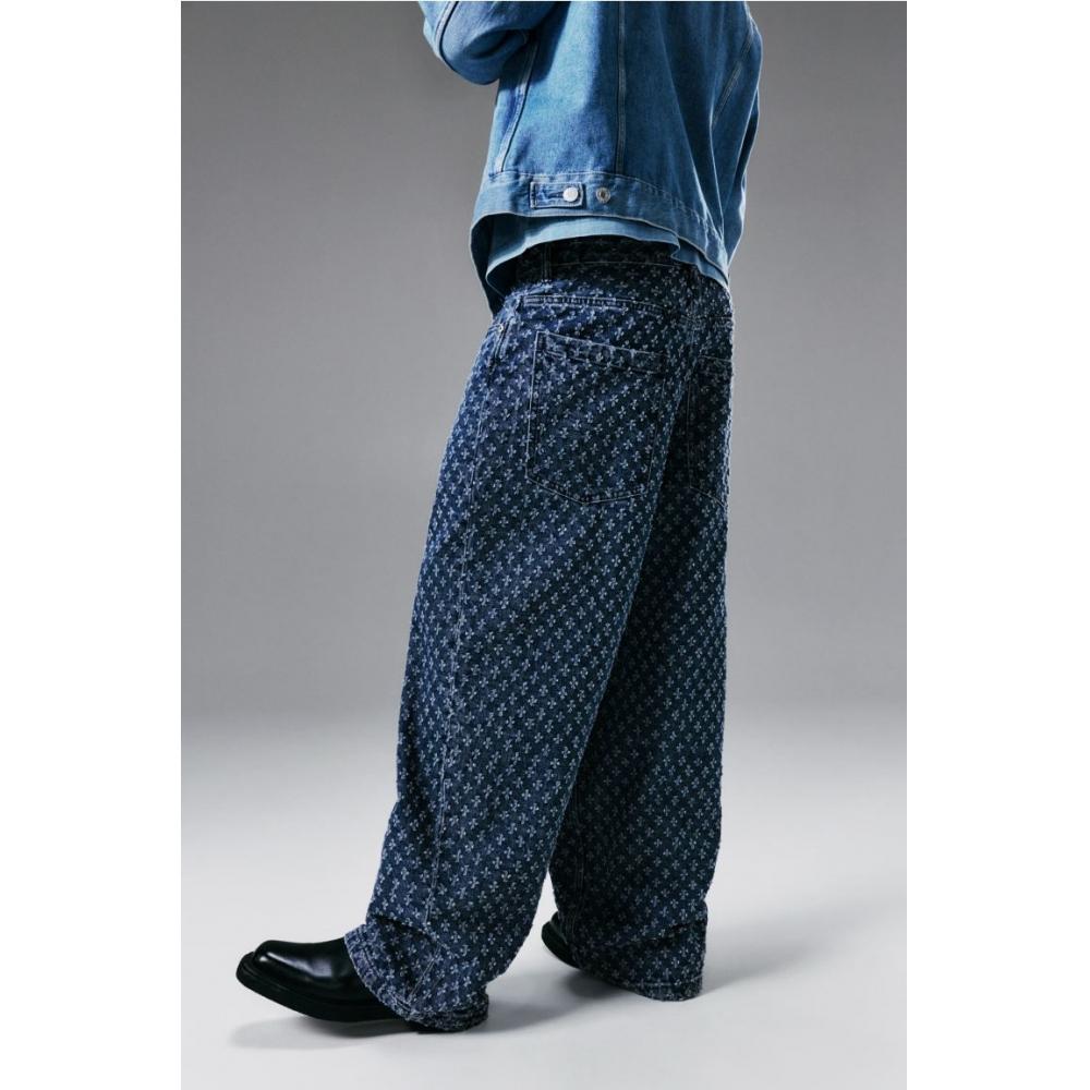 H M Super Baggy Jeans deniM Blue Pattern