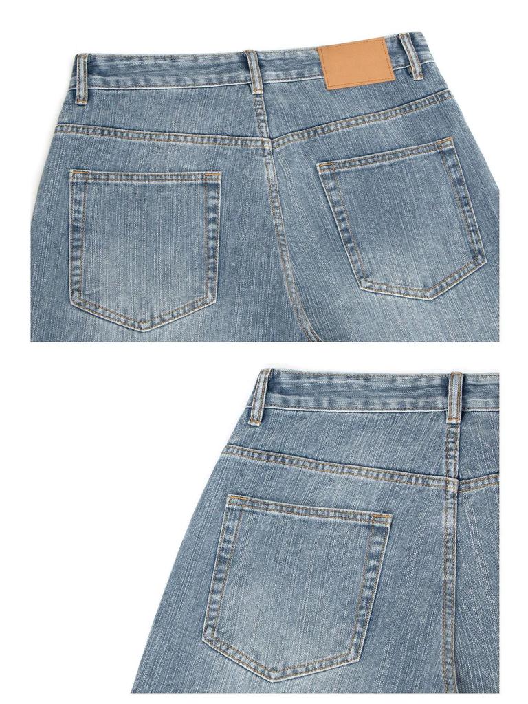 Unisex Retro Bootcut Jeans: 15.5oz Washed Heavyweight, Loose Fit Casual Pants