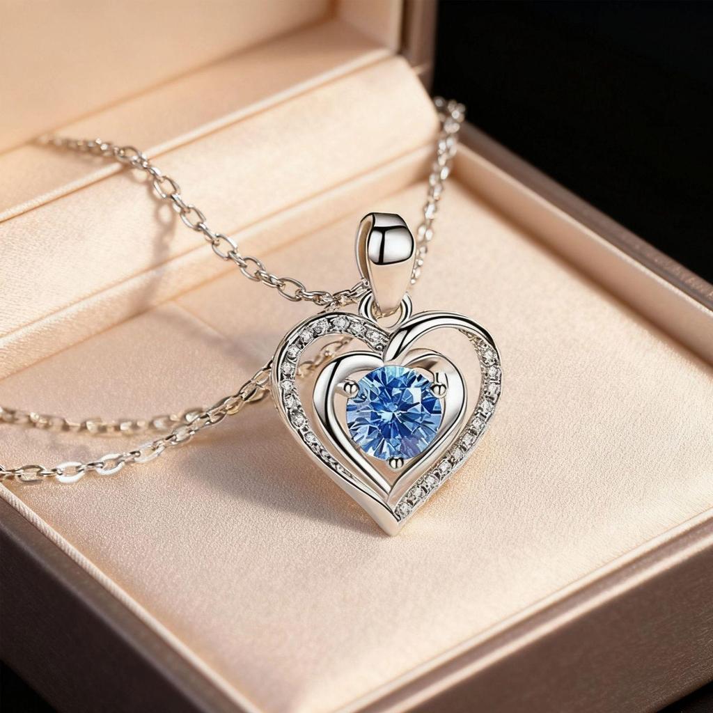 Women's Heart of the Ocean Korean Style Necklace - Simple Heart Pendant, Perfect for Couples & Valentine's Day Gifts