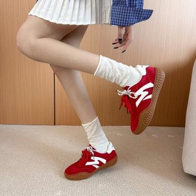 Autumn Retro German Training Shoes Women's Casual Sports Board Shoes Versatile Contrasting Colors Lightweight Women's Shoes Student Flat Shoes Tide