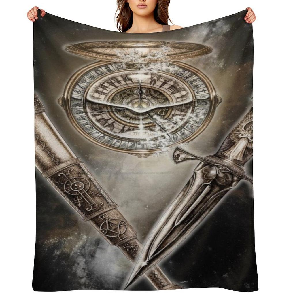 Golden Compass Knife and Glass Throw Blanket Luxury Brand Heavy Blankets Ands Furrys Blankets