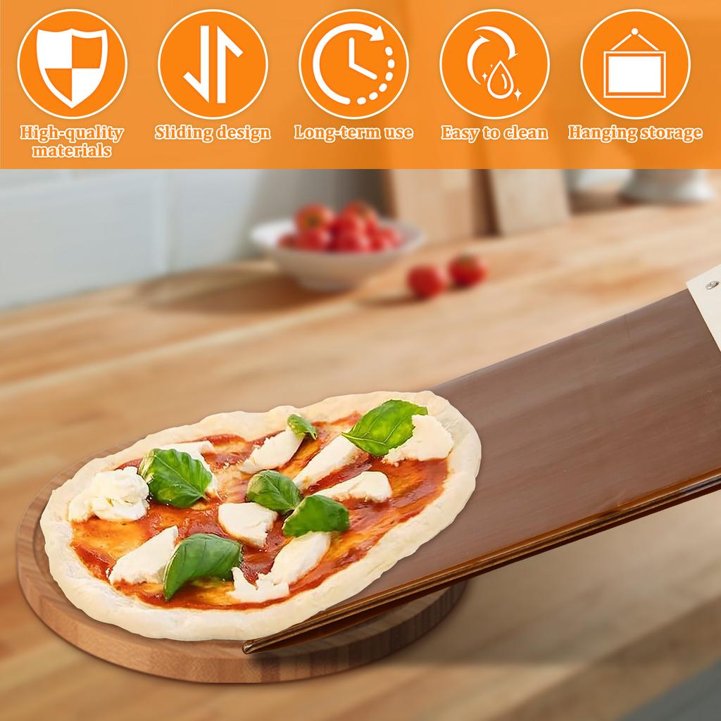 Sliding Pizza Peel Non-Stick Sliding Pizza Shovel with Detachable Wood Handle Effortless To Clean Sliding Pizza Paddle for Oven