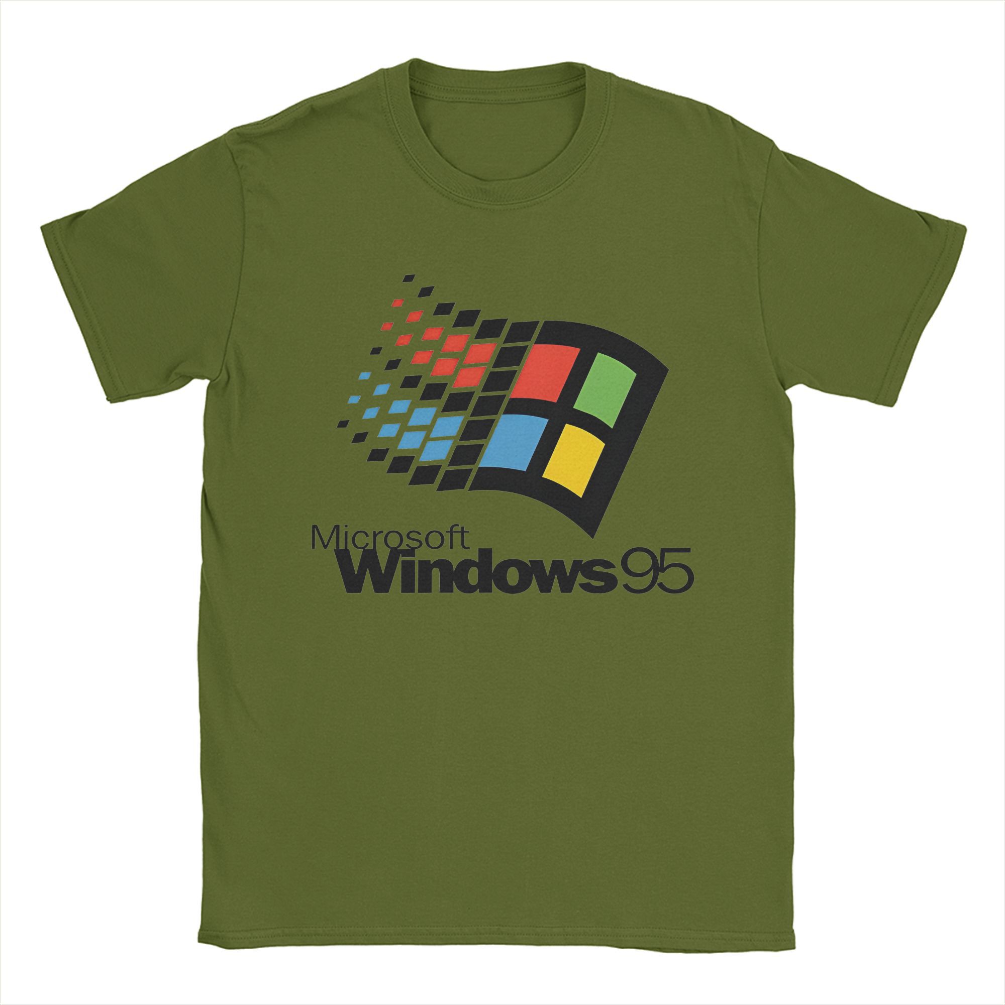 

Аксесуари Windows95 Унісекс Футболки 100% Бавовна Футболка Графічний Друк Топи Футболка L армія зелений колір