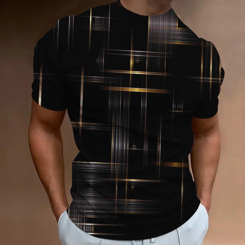 Funny Men's T Shirt Tops 3d Abstract Geometry Print T-Shirt For Men Summer Trend Simple Loose Tee Casual Breathable Man Clothing