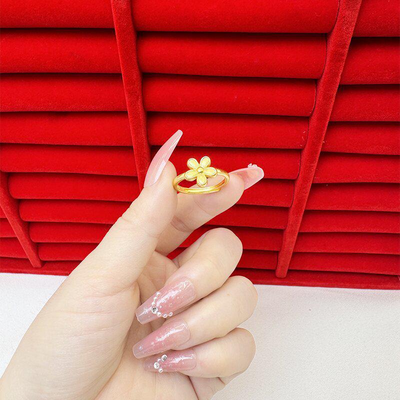 Exquisite Sand Gold Open Ring for Women: High-End Niche Design, Light Luxury Style, Long-Lasting Color, Imitation Gold.