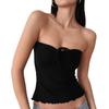 Summer Sleeveless Puff Sleeve Blouse With Ruffles For Women
