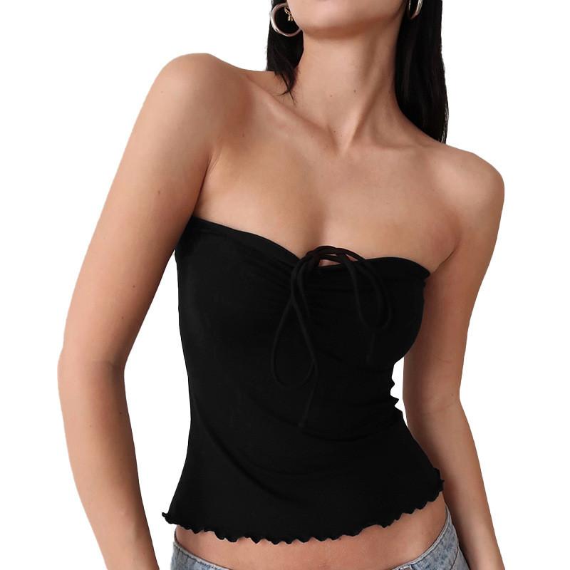 Summer Sleeveless Puff Sleeve Blouse With Ruffles For Women