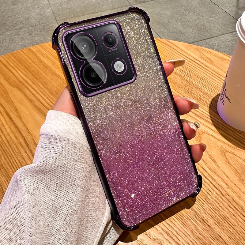 Gradient Glitter Airbag Shockproof Case with Lens for Redmi Note 13 12 11 10 Pro 9s 13R Redmi 13C 12C 12 10 10C 9 9A K50 K60 K70 Pro Xiaomi 14 13 Pro