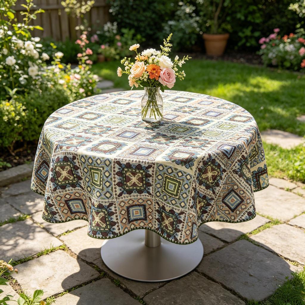 Esstisch Küchentisch Teetisch Heimgebrauch Kleiner runder Baumwolltischdecke