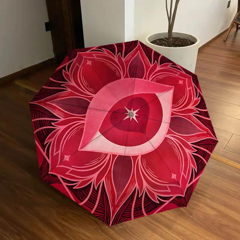

Eye of Heart Mandala Automatic Opening Rain Umbrella - Portable Folding Design, Outdoor Umbrella for Fans, Travelers & Daily Use, Perfect Gi