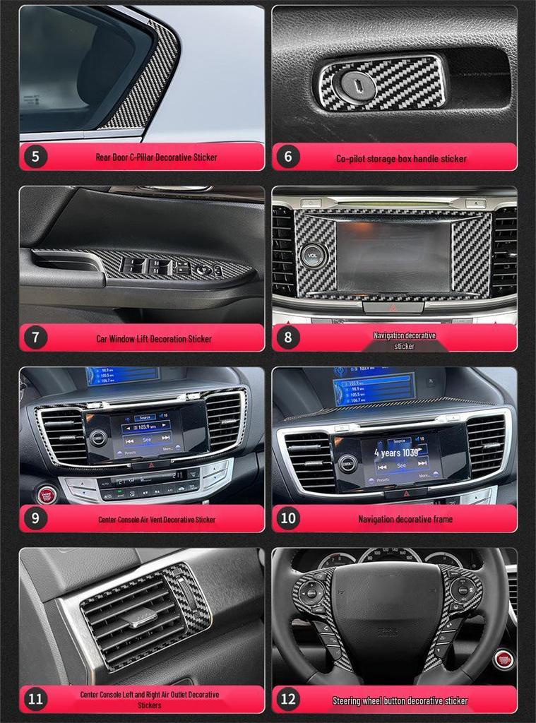 Carbon Fiber Interior Trim for Honda Accord 2013-16: Center Console Air Vent Sticker