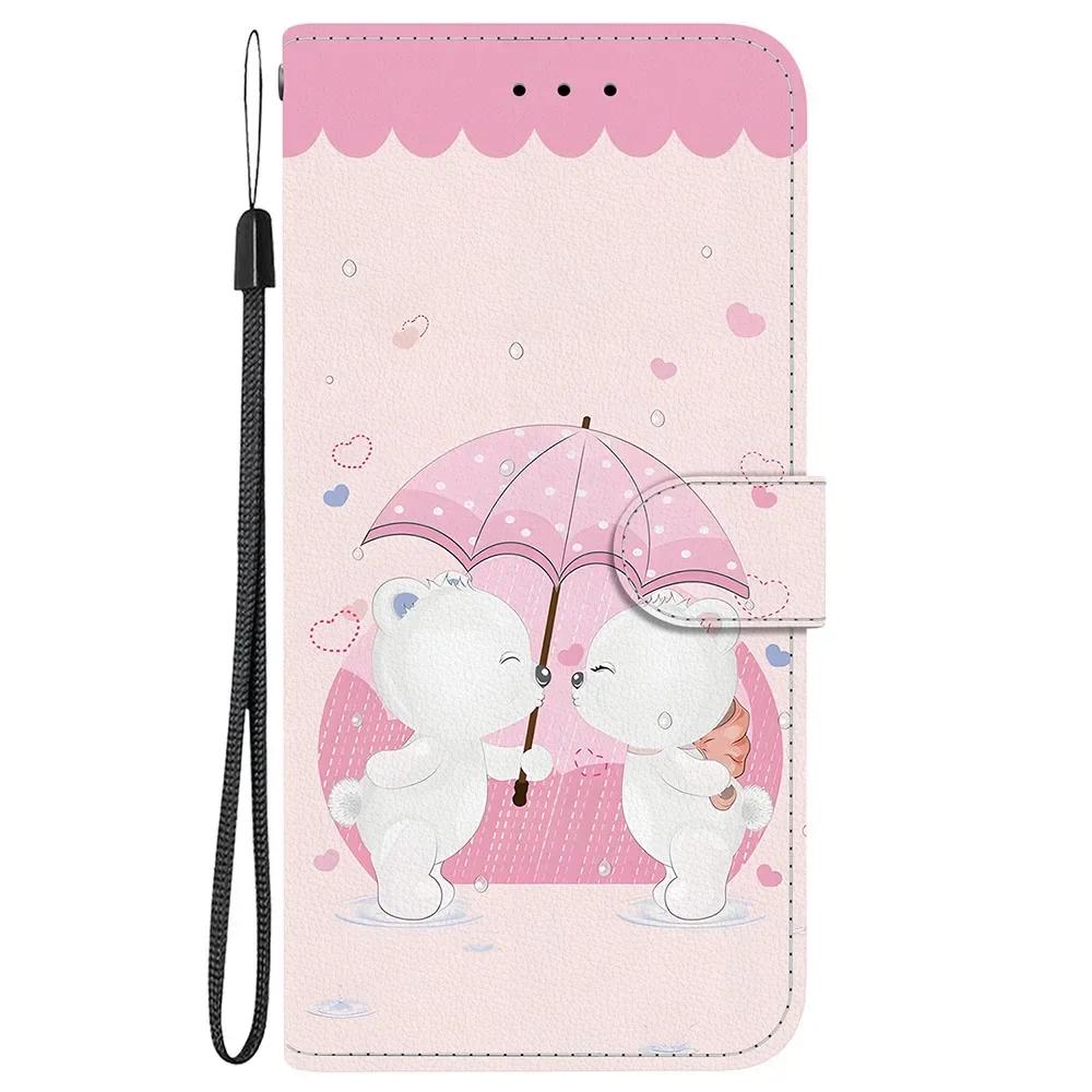 Cute Painting Leather Flip Phone Case For Samsung Galaxy S22 S23 FE S24 Plus S25 Ultra Flower Butterfly Wallet Stand Back Cover