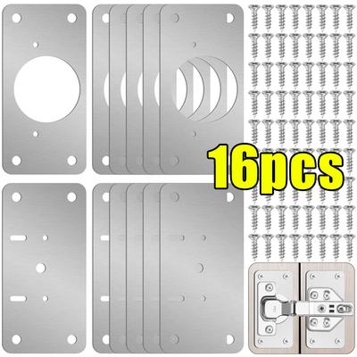 Kit de Placas de Reparación para Bisagras de Armario Acero Inoxidable Placa de Fijación de Montaje para Bisagra de Puerta de Armario de Cocina con Agujero Accesorios de Ferretería