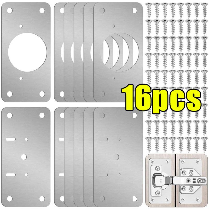 Scharnier-Reparaturplatten-Set Edelstahl Küchenschranktürscharnier Montage Befestigungsplatte mit Loch Hardware-Zubehör