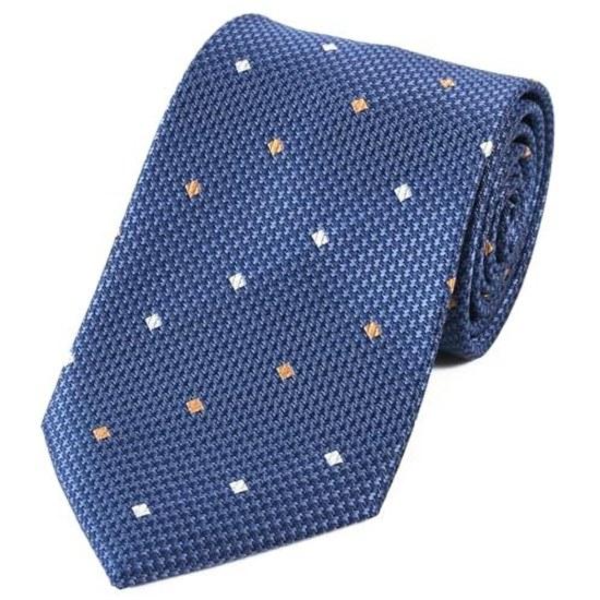 Michiko London Brand Necktie Made Japan Nishijin Weaving 100 Silk Jacquard Weave Square Pattern.