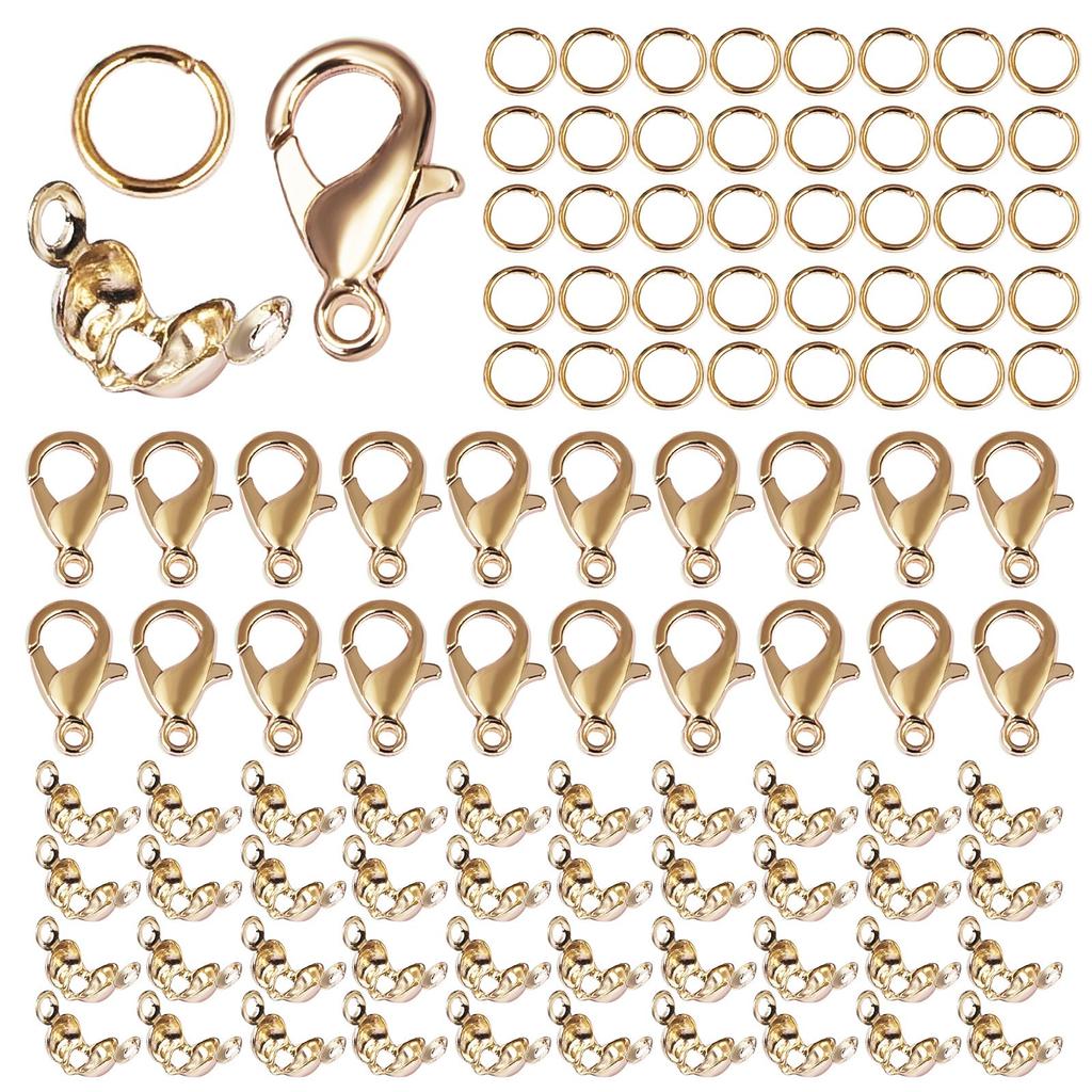 100pcs/Lot Metal Lobster Clasps Set Lobster Clasp Open Jump Rings For Bracelet Necklace Connectors Jewelry Making DIY Wholesale