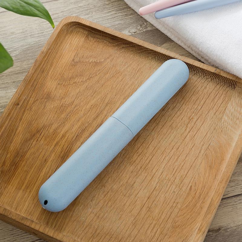 Compact Wheat Straw Travel Toothbrush Holder & Toiletries Storage Box