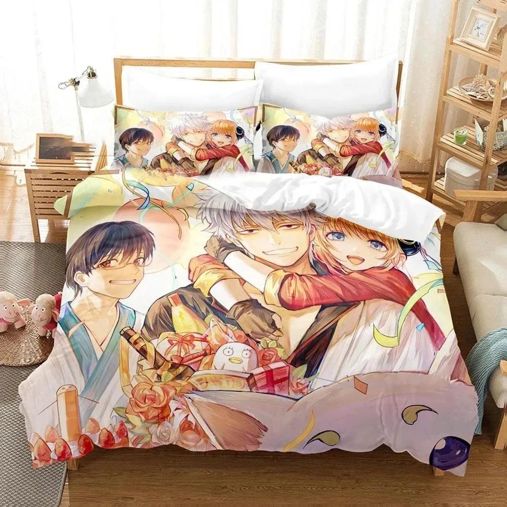 3D Gedrucktes Gintama Bettwäsche-Set Anime Gintoki Sakata Bettbezug Doppel Twin Full Queen King Erwachsener Junge Bettwäsche Bettdeckebezug