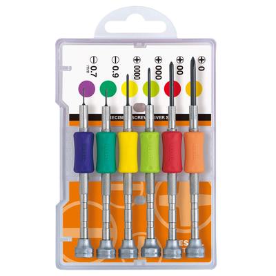 Precision Screwdriver Set for Tiny Set Screws, 6-Piece (+0, +00, +000, +0000, -0.7, -0.9) TD-56S