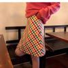 Retro Colorful High-Waist Plaid Midi Skirt for Women - Spring/Fall/Winter 2026 Fashion, Slimming & Hip Covering Design