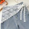 Flower Embroidery Triangle Short Skirt Trendy Butt Curtain Skirt Lace Trim Apron  Skirt Accessories