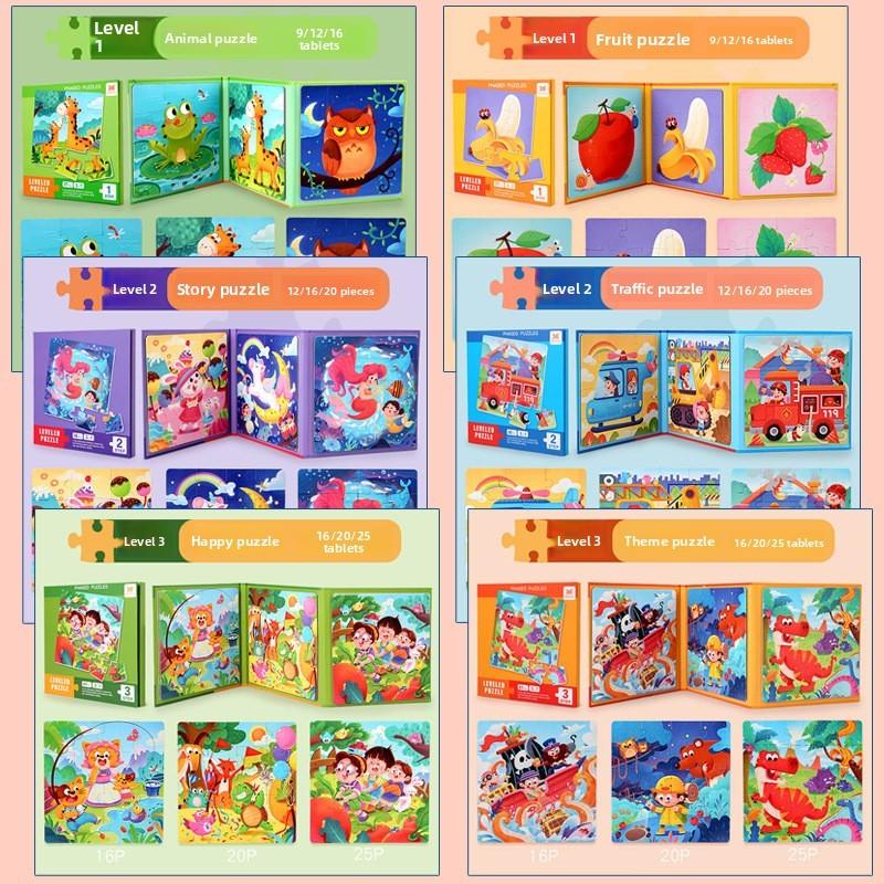 Kids Magnetic Foldable Puzzle Book With Animal Traffic Scenes For Learning Early