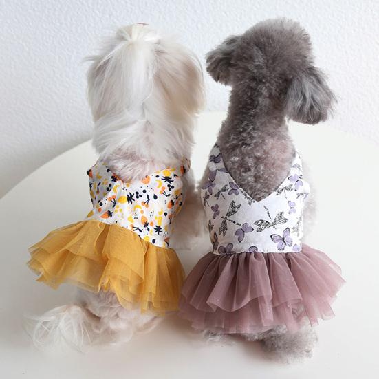 

Pet Dress Soft V Neck Shoulder Strap Sweet Puppy Cat Spring Summer Print