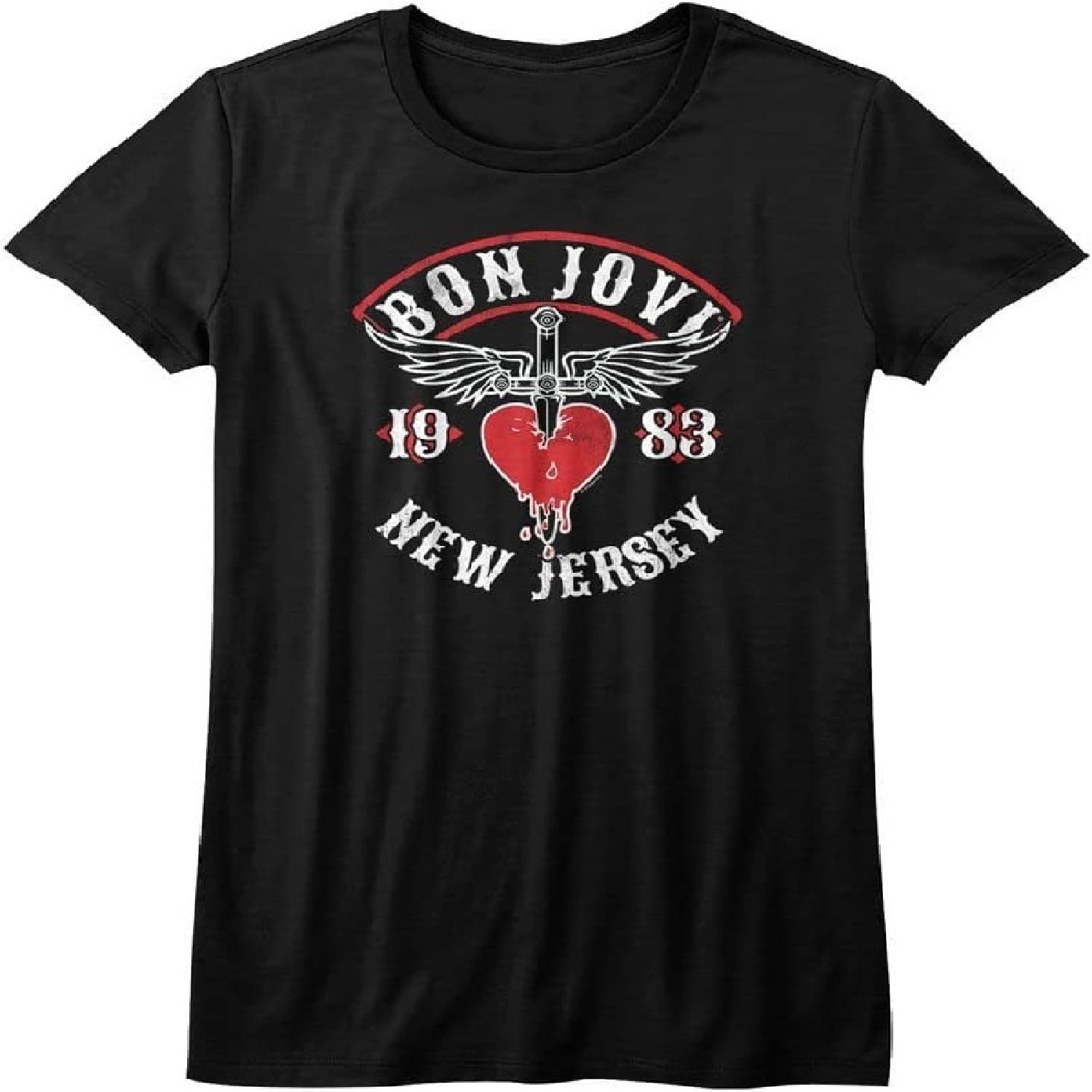 Bon Jovi 1983 New Jersey Ladies Black T-Shirt XL S