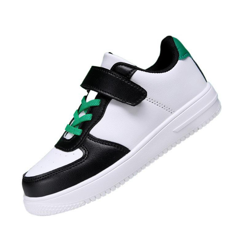 Children's Breathable White Waterproof Velcro Leather Sports Shoes for Boys & Girls