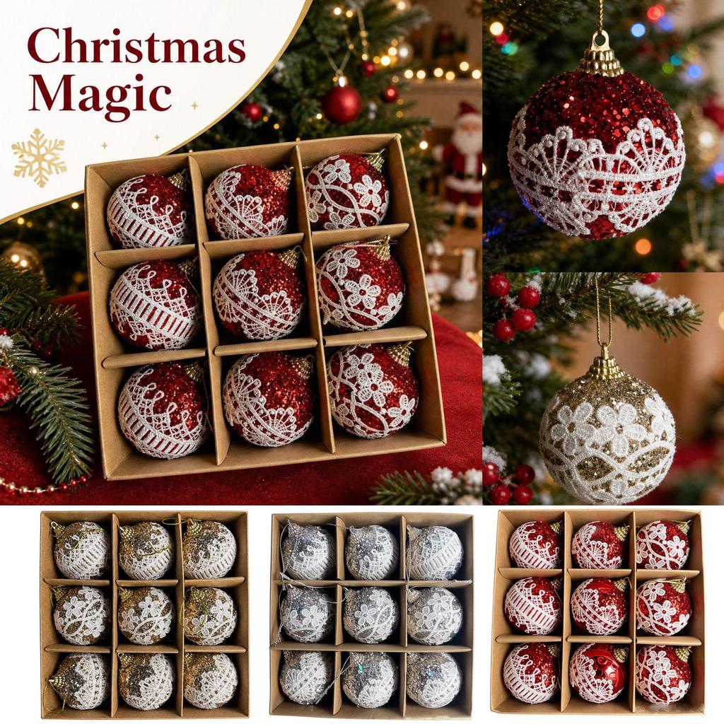 Boxed Set of Hanging Colored Christmas Tree Ornament Balls for Holiday Decorations