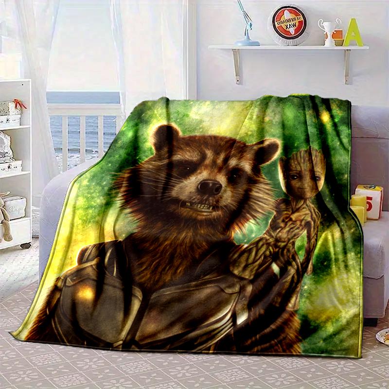 Galactic Raccoon Hero Blanket Flannel Blanket for Bed, Sofa, Camping, Hiking, Picnic Essentials, Gift for Family Fan Gifts