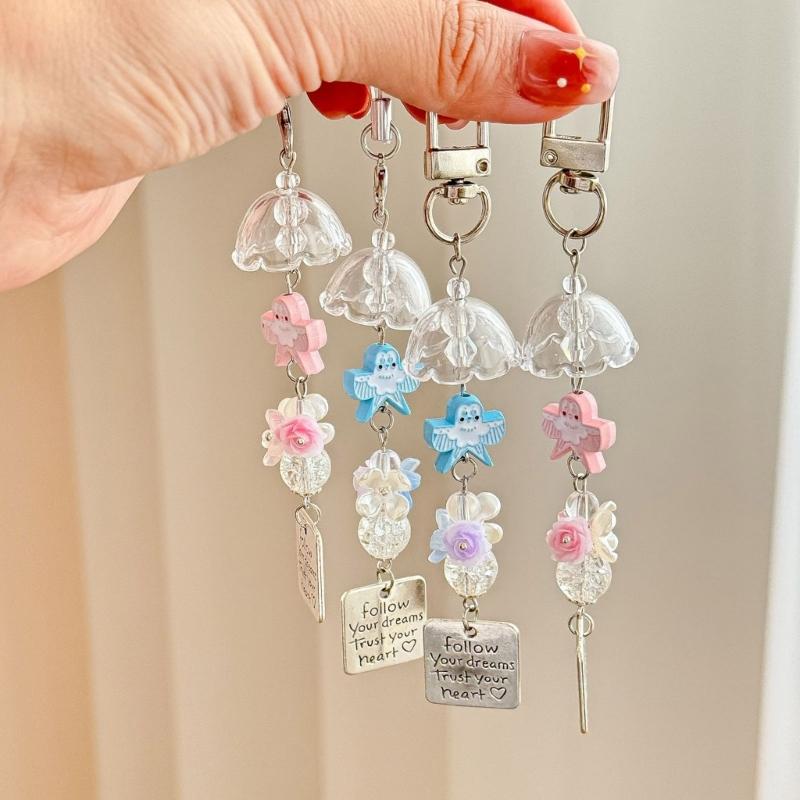 Artistic Kite and Wind Bell Camera Keychain Musical Mobile Chain Resin Craft Ornament For Phone Keys Accessories