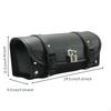 Motorcycle Tool Bag, Vintage Leather Saddlebag, Universal Handlebar Storage Black Studded 31x13x13cm