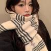 Korean High End Striped Wool Scarf for Women in Winter New Warm and Cold Proof Neck Shawl Knitted Scarf
