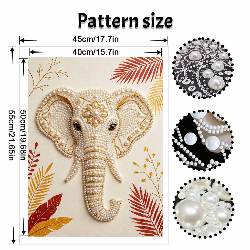 DIY Pearl Diamond Art Painting Kits for Adult and Beginners, Majestic Elephant Sparkling Painting Craft Home Wall Decor Handmade Gift
