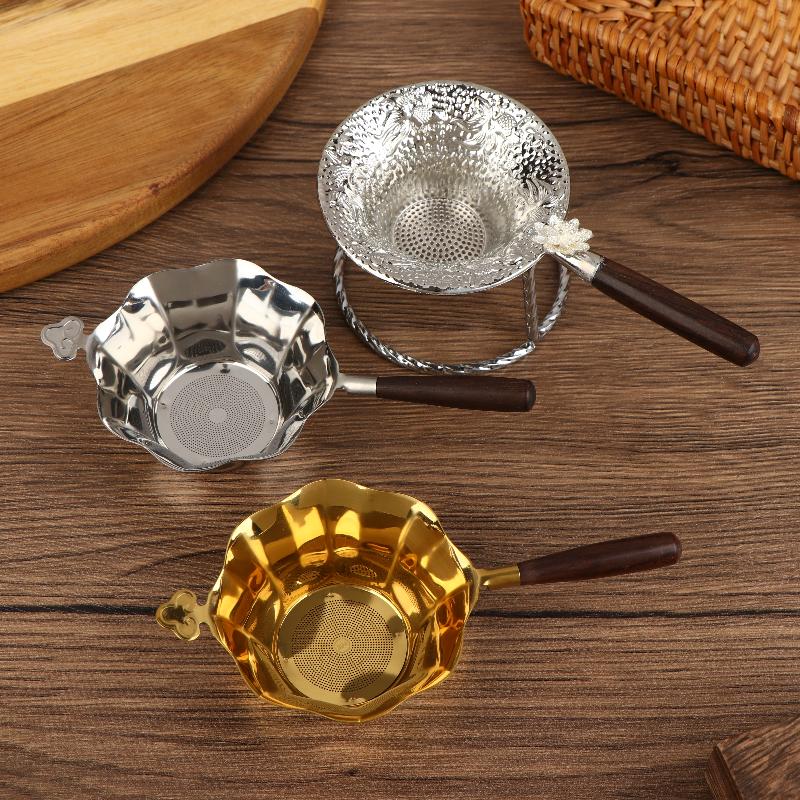 Metal Tea Filter Mesh Alloy Separator Kitchen Hammer Patterned Fish Tea Strainer Tea Accessories