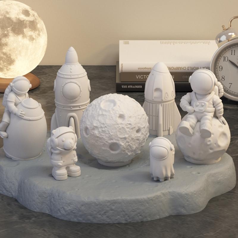 Silicone Mold for Moon Space Figure Easy to Use Silicone Mold for Making Astronautic Crafts Table Decors Ornament