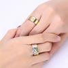 Trendy Couple Rings Women White Crystal CZ Rings Set Simple Men Stainless Steel Zircon Ring Wedding Band Jewelry Gifts For Lover