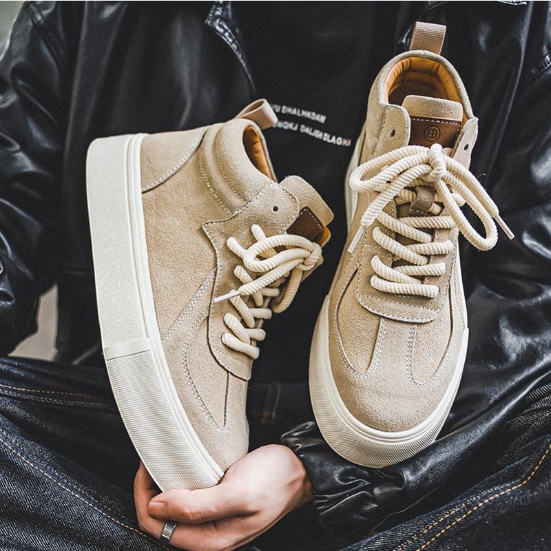 3077 tooling men's shoes autumn and winter retro British street high-top board shoes cowhide trend versatile casual shoes