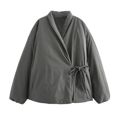 Früher Herbst Neue Damenbekleidung Schlichtes Design Weiße Daunenjacke Kurze Lockere Schnürjacke