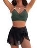 1011 European and American bikini swimsuit female sexy solid color thin mesh skirt split explosion swimsuit