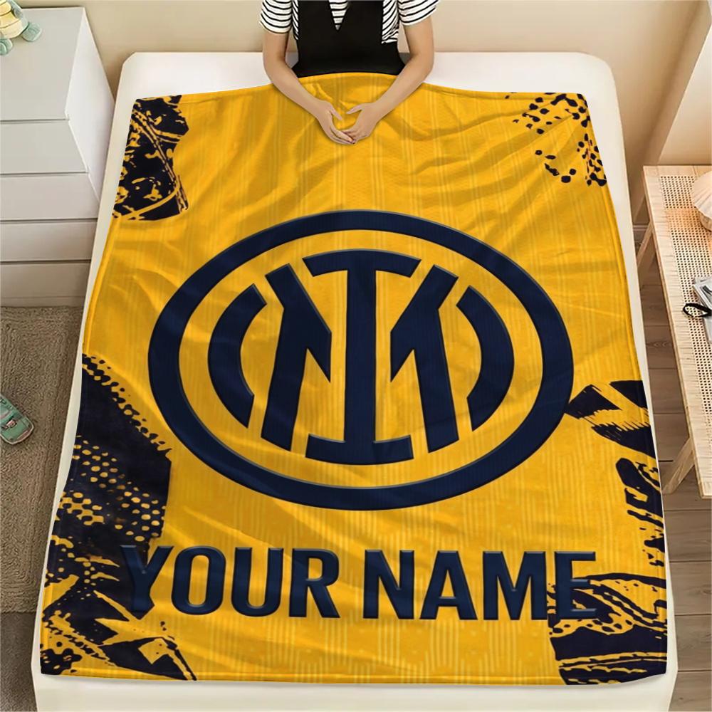 1pz Coperta in Flanella Personalizzata con Nome e Motivo Inter Milan Adatta a Tutte le Stagioni per Arredamento Casa Calore e Comfort Regali Regalo Festivo_xia