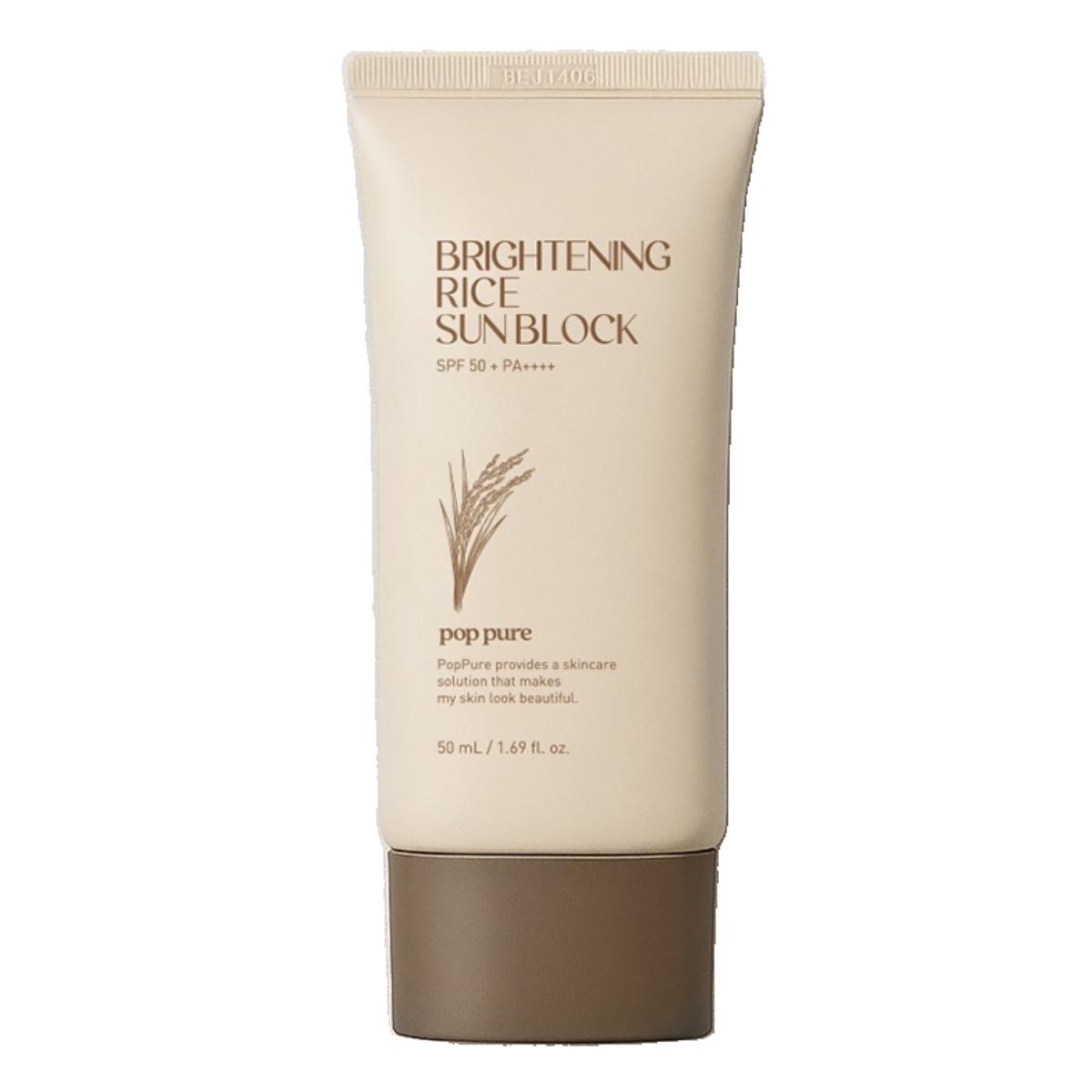 POP PURE Brightening Rice Sunblock SPF50+ PA++++ Radiance & UV Protection 50ml