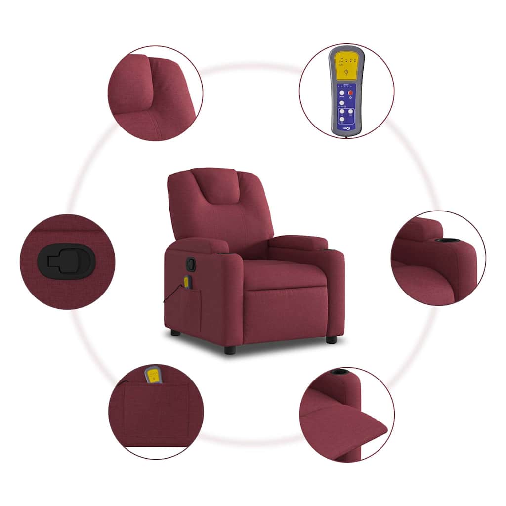 Massage Chair Burgundy Fabric