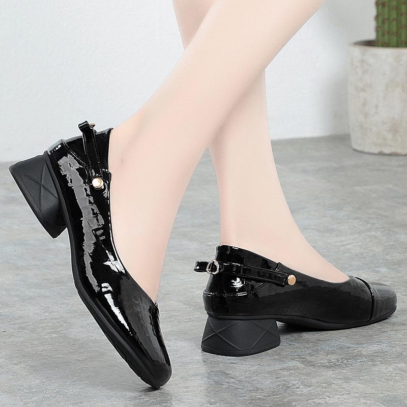 Non-slip Round Toe Ladies Casual  Summer Shoes  Elegant Fashion Comfortable Soft Leather Shallow Mouth Party Shoes