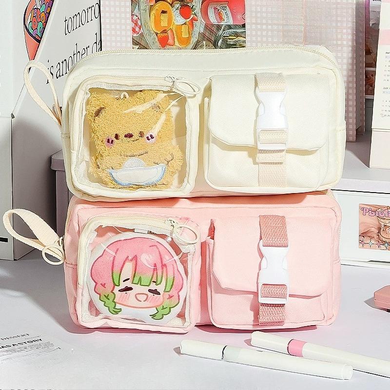 Japanese Ins Style Ita Bag Pencil Case Cute Candy Pouch for Badge Display,Portable Kawaii Cosmetic Bag Stationery Organizer