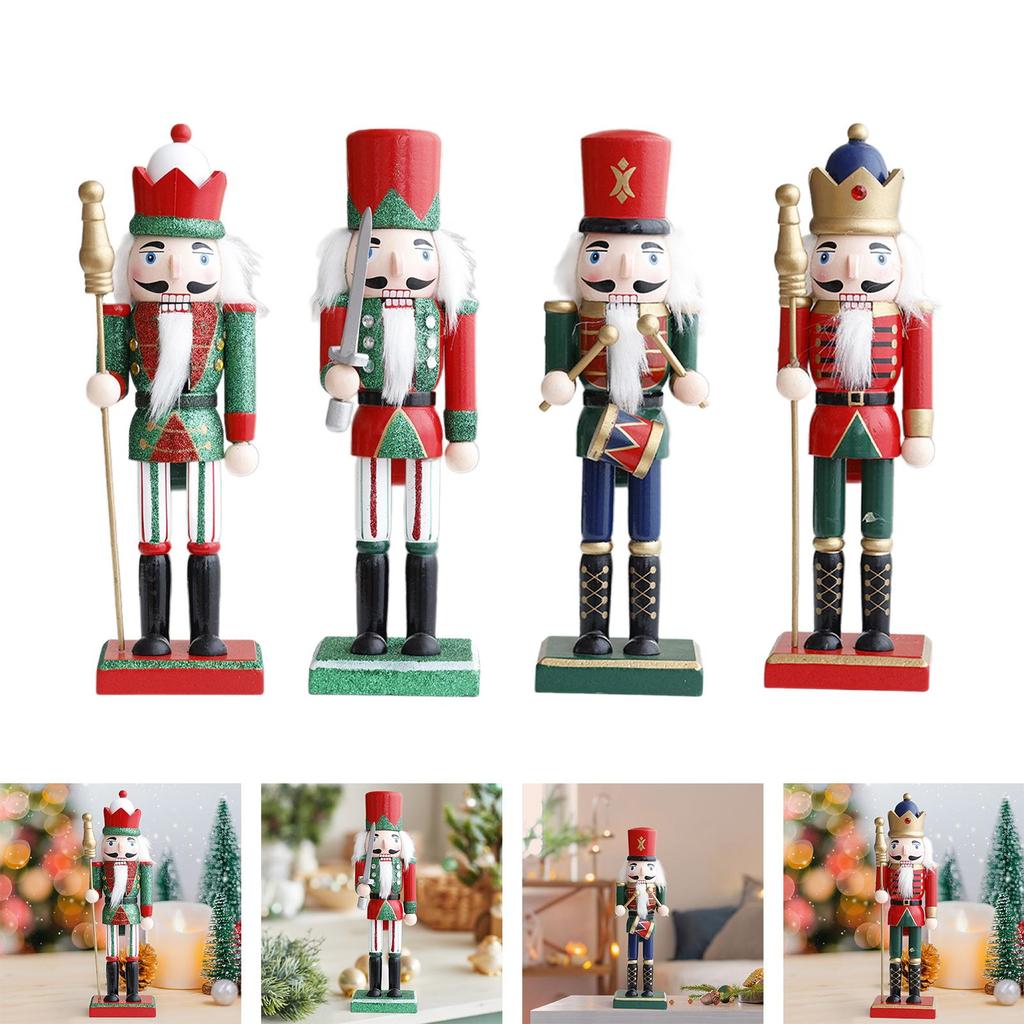 Nutcracker Figurine Christmas Decoration Standing Wooden Nutcracker Desktop