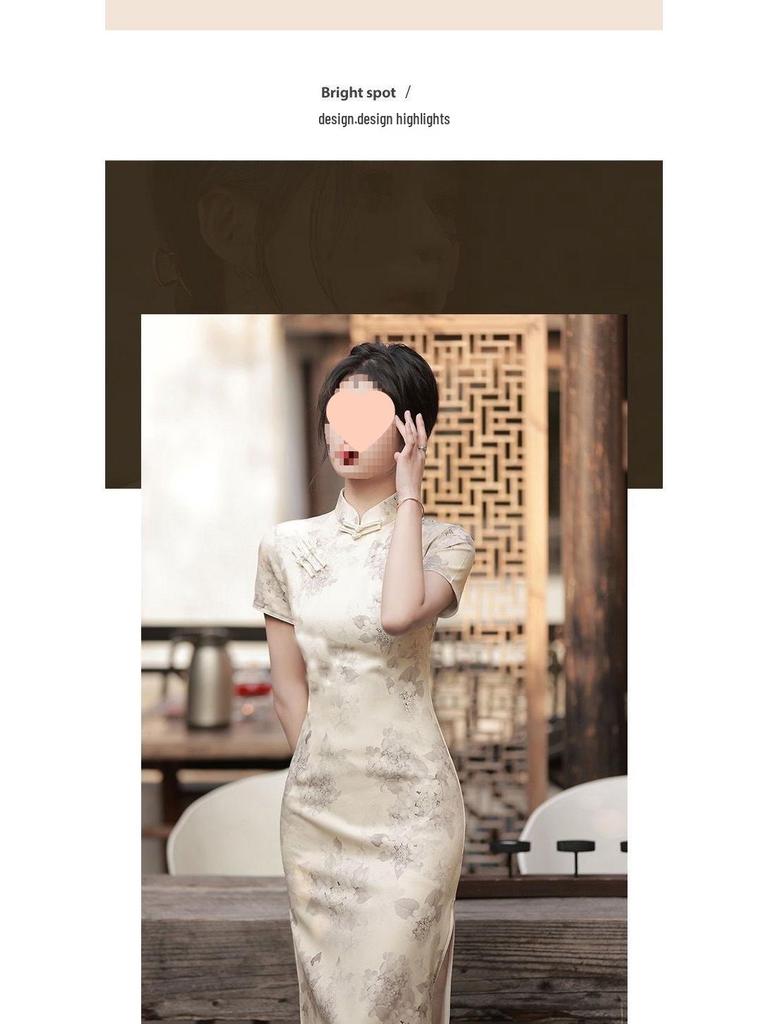 2024 New French Cheongsam: Retro Chinese Style Long Dress for Young Girls - Summer Collection