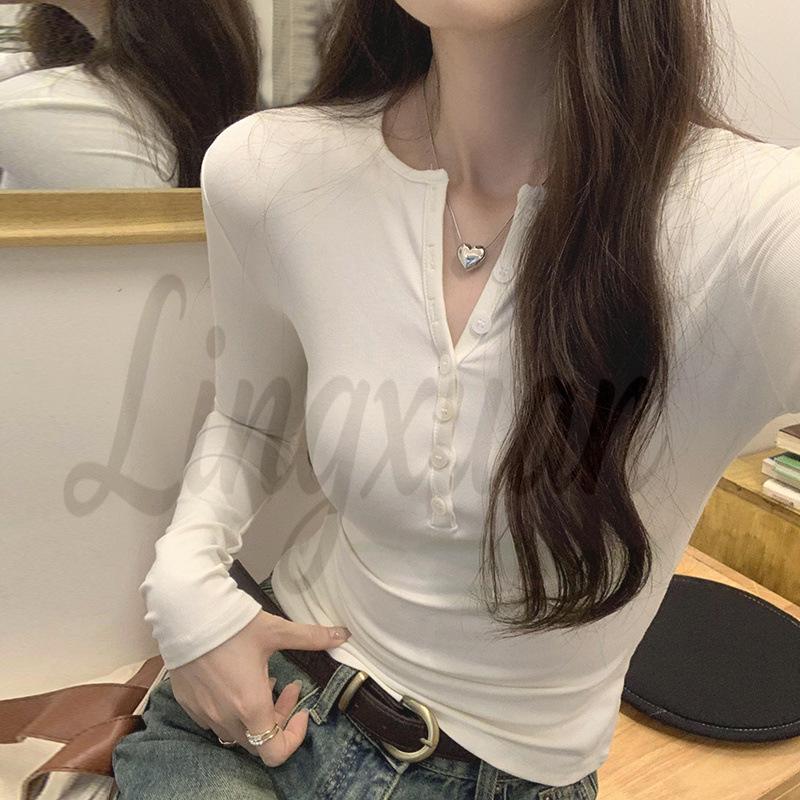 Women s Autumn 2026 Slim Fit Long-Sleeve Button-Down Shirt with High-Class Feel Large