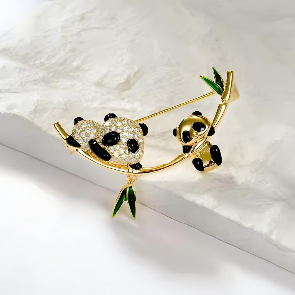Niedliche Panda Guofeng Brosche High-End Damen Design Sinn Nische Neue Chinesische Brosche Anzugnadel Anti-Licht Accessoires